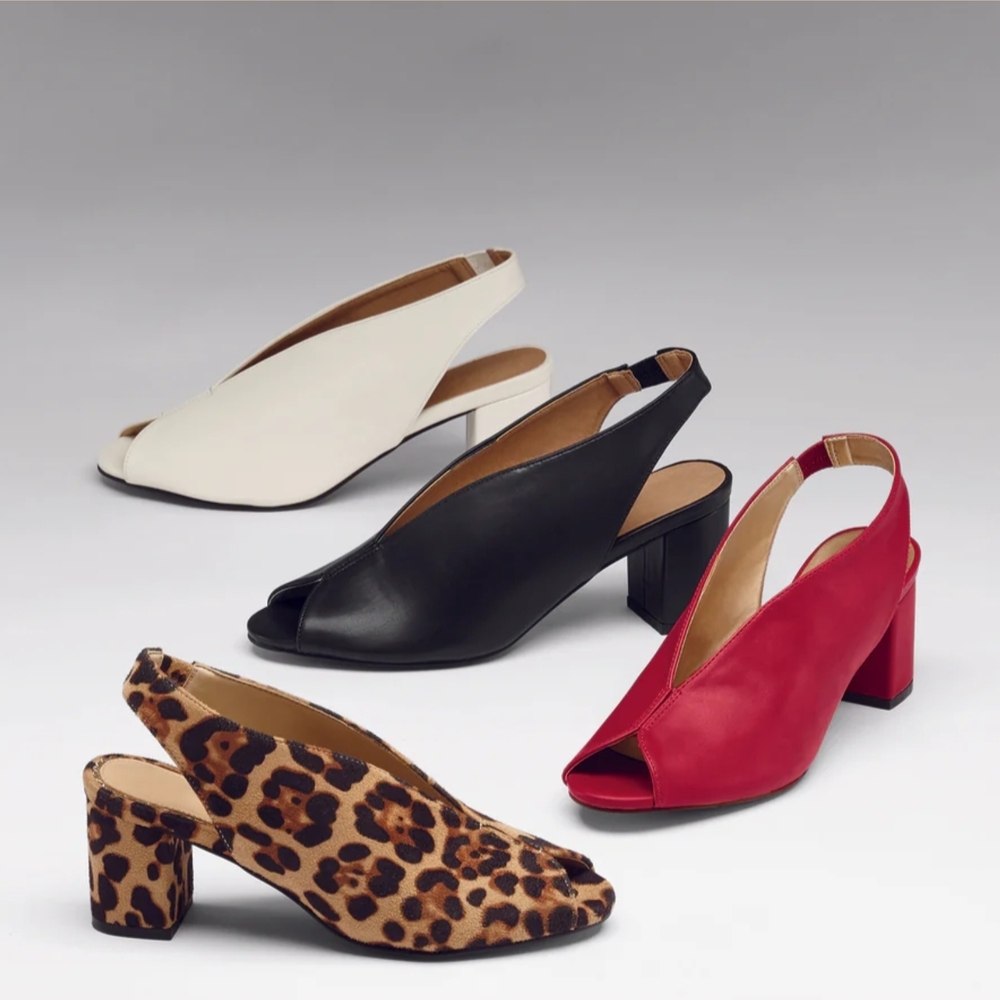 Black Slingback Heels with Block Heel- 9M
